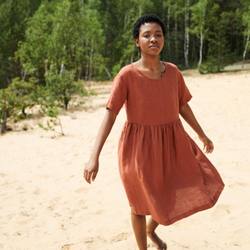 LINEN FOX - Anna Dress (Terracota)